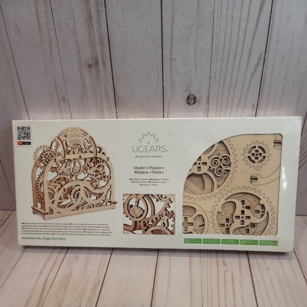 Ugears Mechanical Models Wooden Construction 3D Puzzle Kit Theater NEW—S…